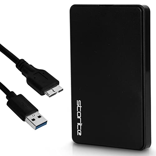 Storite 1TB Externe Festplatte, USB 3.0 Ultraschnelle HDD für Datensicherung, Speichererweiterung, tragbare Festplatte, Externe Festplatte, kompatibel mit Mac, Laptop, PC, Spielekonsole (Schwarz)