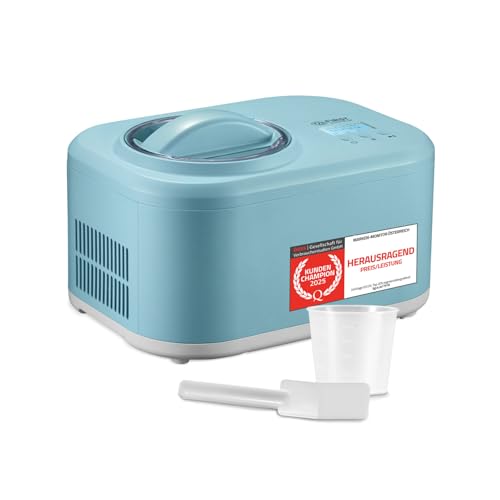 TZS First Austria - Eismaschine 1L mit Kompressor 3 in 1 - Ice Cream Maker 100W selbstkühlend für Frozen Joghurt, Sorbet & Eiscreme - Kleine Speiseeismaschine inkl. Messbecher & Spatel - Mint