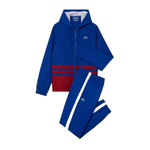 Lacoste - Sportsuit Trainingsanzug für Herren - Tennis (S) (Dunkles Marineblau/Bordeaux/Weiß)