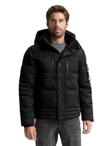 Tom Tailor Herren 1046971 Pufferjacke Mit Abnehmbarer Kapuze, 29999 - Black, M EU