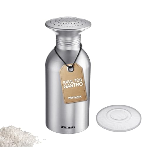 Westmark Gastro-Salzstreuer Omega – praktischer Gewürzstreuer für Gastronomie und Großküche, auch für Zucker geeignet, Salzdose mit Deckel – Aluminium, 650 ml