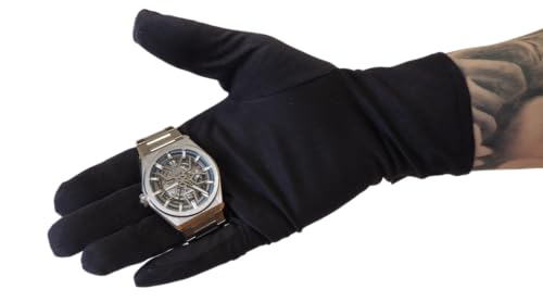 KD89 Handschuhe aus Mikrofaser, schwarz, Heli, für Uhrmacherei, Schmuck, Manipulation von Schmuck und Uhren, für Sammler, Profis oder Amateure, Schwarz , M