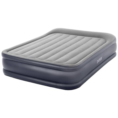 INTEX Deluxe Pillow Rest Luftbett für 2 Personen mit Kopfkissen (152×203×42 cm) max. 272 KG - mit integrierter Elektropumpe – Gästebett aufblasbares Bett Camping Matratze mit Fiber-Tech-Technologie