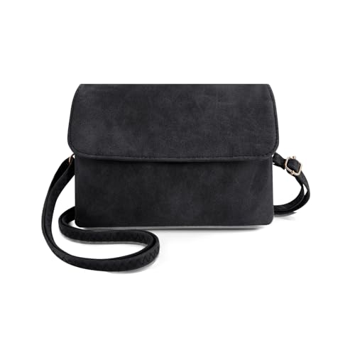 Energather Damen-Umhängetaschen, PU Leder Kleine Handtasche für Frauen und Mädchen, Mini Handtasche Damen Klein, Kleine Schultertasche mit Abnehmbarem Schultergurt für Reise, Arbeit (schwarz)