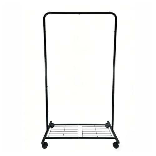CHALVIOR Kleiderständer auf Rollen, Kleiderstange mit Aufbewahrungsgitter, Robuster Metall-Garderobenständer für Kleider, einfache Montage, 73 * 43 * 150cm, Geeignet für Schlafzimmer und Waschküchen