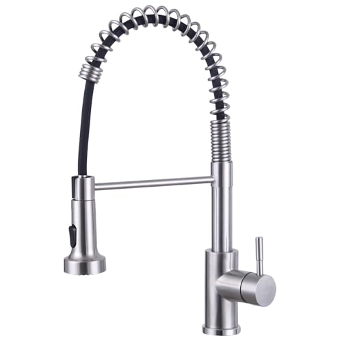Wasserhahn Küche 2 Modi, Küchenarmatur mit Brause Ausziehbar Edelstahl 304 Spiralfederarmatur Mischbatterie Küche, 360° Drehbar Hochdruck Armatur Küche, Gebürstet