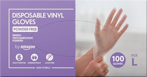 by Amazon Einweghandschuhe aus Vinyl, Puderfrei, Latexfrei, Größe L, 100 Stück