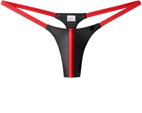 Faringoto Herren atmungsaktive Mesh G-String Thongs - Ultra Low Rise Elastisch Sexy Unterwäsche, Schwarz, Large