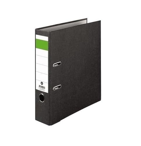 IC-Office 1er Pack Ordner A4 8cm breit schwarz Aktenordner Ringordner Briefordner Büroordner Schlitzordner Blauer Engel grüner Balken für Schule Studium Büro HomeOffice bis 600 Blatt