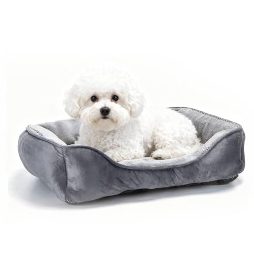 Nobleza Hundebett für Hunde, 67x57cm, Superweiches Hundekissen, Waschbarer & Rutschfester Hundekorb mit Hohem Rand, Haustierbett für Hunde und Katzen, Grau