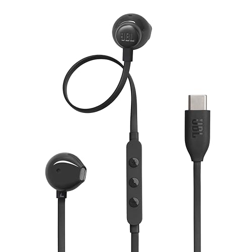 JBL Tune 305 C Kopfhörer – Kabelgebundene In-Ear-Kopfhörer mit JBL Pure Bass Sound, Mikrofon und USB-C-Anschluss – Schwarz