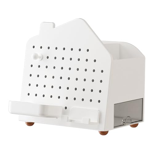 Brrnoo Hausf rmiger Stecktafel Schreibtisch mit Schublade Mehreren F chern Zur Aufbewahrung von Taschent chern Fernbedienungen B robedarf mit Rutsch Pads Wei er UK Stecker