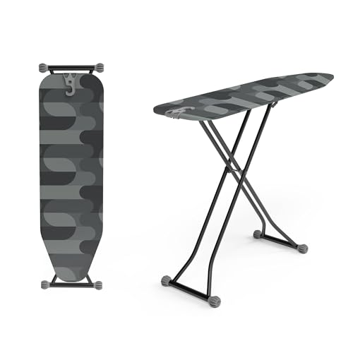 Hausleben Bügelbrett – Klappbares Ironing Board im schwarzen Camouflage-Design, höhenverstellbar & stabil | Bügelbrett für Dampfbügelstation, modernes Bügeltisch-Design