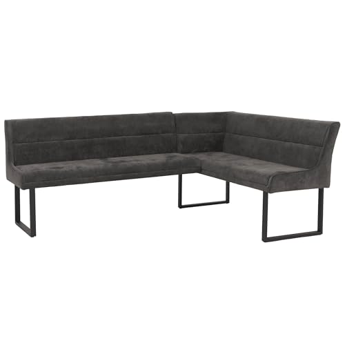 Mendler Eckbank HWC-O81, Chenille Öko-Tex Metall, 210x159cm - dunkelgrau