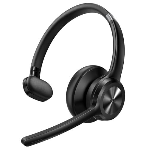 TECKNET Bluetooth Headset mit Mikrofon, Kabelloses Headset mit BT6.0 Technologie, Kopfhörer Kabellos mit ENC-Mikrofon-Rauschunterdrückung, Headset mit Mikrofon Kabellos für Büro/Fernarbeit/Callcenter