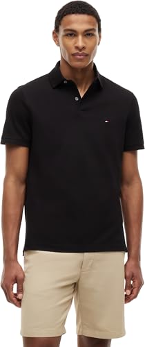 Tommy Hilfiger Herren Poloshirt Kurzarm 1985 Regular Fit, Schwarz (Black), XXL