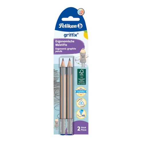 Pelikan griffix ergonomische Dreikant-Bleistifte aus Holz, HB, 2 Stück