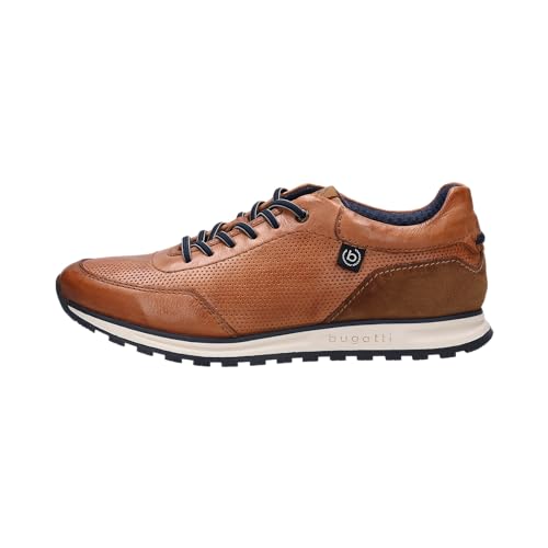 bugatti Herren Low-Top Sneaker, Männer Halbschuhe, Wechselfußbett,schnürschuhe,schnürer,straßenschuhe,Strassenschuhe,Cognac (6300),42 EU / 7.5 UK