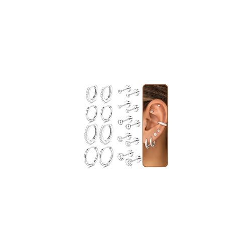 LOLIAS Ohrringe Silber 925 Damen Titan Ohrringe Set Flatback Ohrstecker