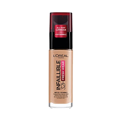 L'Oréal Paris Make-up, Wasserfest und langanhaltend, Flüssige Foundation mit LSF 25, Infaillible 32H Fresh Wear Make-up, 220 Neutral, 30 ml