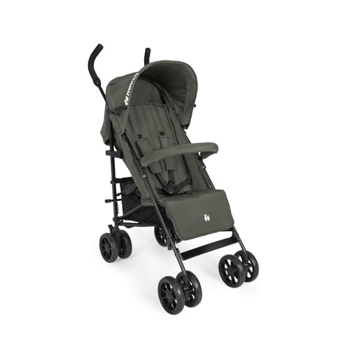 hauck Fold N Care, Olive - Schirmbuggy für Kinder ab 6 Monaten bis 22 kg, Klein Zusammenklappbar, 7,6 kg, mit Liegeposition & UV-Schutz 50+, XL Korb, EVA Kunststoffräder, Drehbare Vorderräder