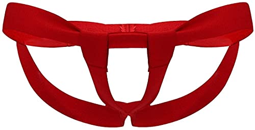 Bommi Fairy Herren String Ouvert Unterwäsche mit gleitenden Ringen und Verstärkungen mit nacktem Rücken Jockstraps Männer Erotik Unterhose Dessous Unterwäsche Reizwäsche (Rot)