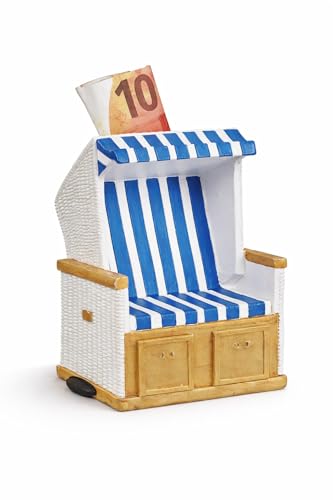 TopShop24You Strandkorb Spardose – Maritimes Design – Urlaubskasse & Reisekasse Sparbox – Geldgeschenk für Urlaub & Meer Fans – 11,5 cm (Blau)