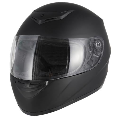 Favoto Motorradhelm Integralhelme für Erwachsene Vollvisierhelm Mopedhelm für Herren Damen Atmungsaktiv ECE Zertifiziert L (59-60cm) Schwarz