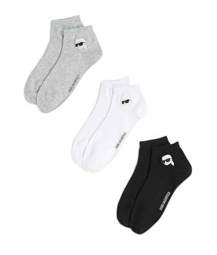 Karl Lagerfeld, Women'S, K/Ikon Sneaker Sock 3 Pack, Black/White/Grey, 39-42