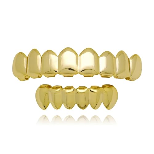 Qiwenr 1 Set Zähne Hip Hop, Hip Hop Teeth Grills, Rapper Zahnspange, mit 2 Silikonformleisten, für Musikfestival, Modenschau, Halloween, Partys, Rollenspiele, Geeignet für Männer und Frauen