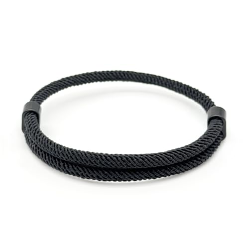 EVEMATE Paracord Armband aus Segeltau für Männer & Frauen | Verstellbares Surfer Segler Nylon Band | Einfaches dezentes Armband für den Alltag, Outdoor und Freizeit | Viele Farben (Schwarz)