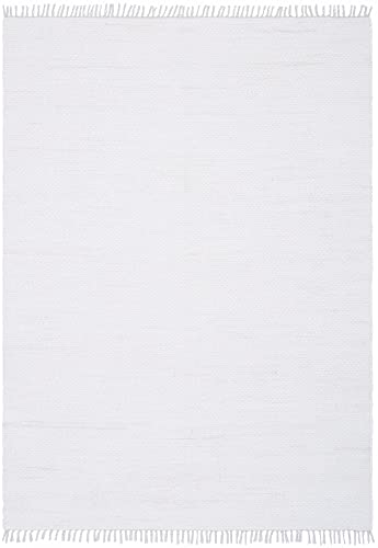 Theko Young Fashion Klassischer Teppich strapazierfähig aus 100% Baumwolle in der Farbe Weiß 101, Maße: 140cm x 70cm, 420112