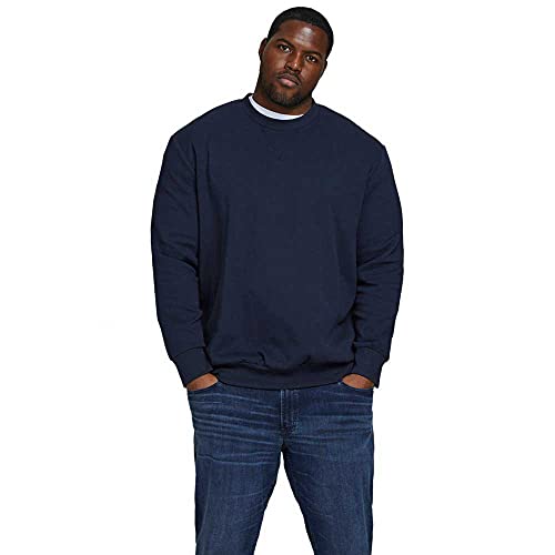 Herren Jack & Jones Basic Sweater Plus Size Langarm Sweatshirt Pullover Übergröße Jumper JJEBASIC, Farben:Navy, Größe Pullover:5XL
