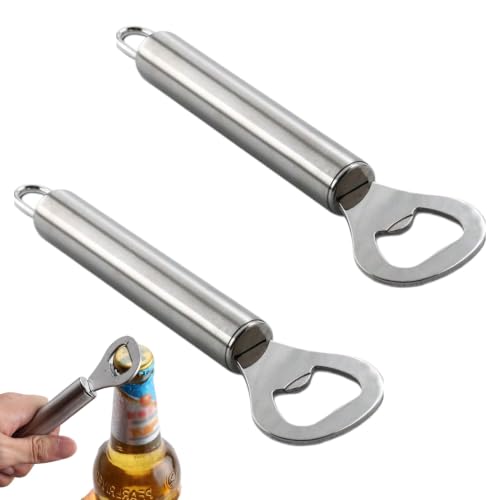 2 Stück Flaschenöffner Edelstahl,Flaschenöffner,Bottle Opener,Bieröffner,Kapselheber,Bierflaschenöffner, Kapselheber Mit Tragbare Lochdesign Großes Geschenke,Für Home Pub Outdoor Männer