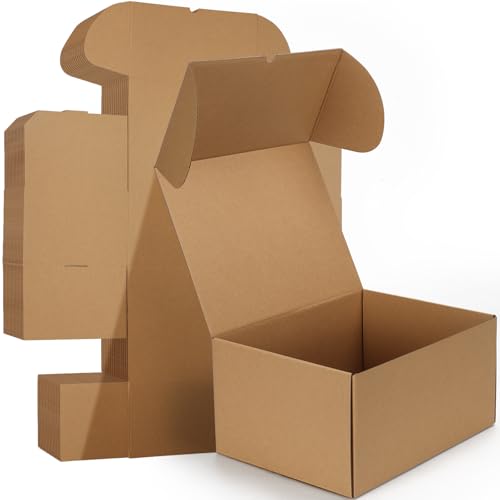HORLIMER 15 Stück Braun Versandkarton Klein Karton Box, 30,5x22,9x15,3 cm Verpackungskartons aus Wellpappe für Warensendung, Geschenkbox, Faltkarton, Postkarton