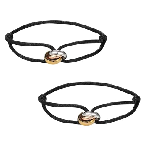 2 Stück Segeltau Damen Armband,Trinity Armband,Kordelarmband mit Edelstahl Ring in Silber, Gold & Roségold,100% Wasserfest & Verstellbar,Geburtstagsgeschenk,Muttertagsgeschenke für mama armband