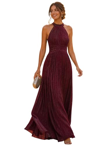 Ever-Pretty Abendkleider Elegant für Hochzeit Ärmellos Kleid Elegant Damen Festlich Lang Ballkleid Maxi Hell A Line Burgund 40