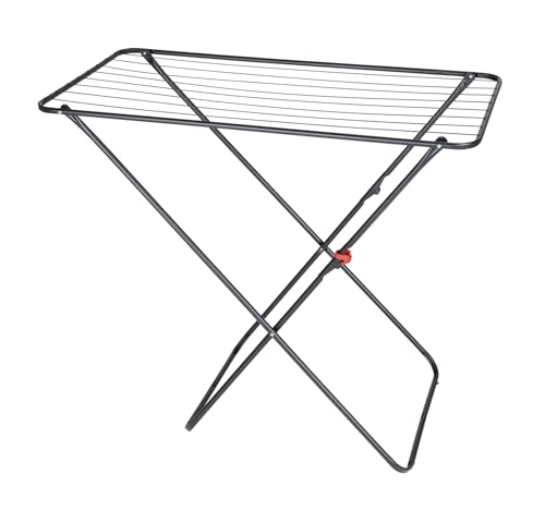 WENKO Wäscheständer 11 m Trockenlänge, klappbarer Wäschetrockner platzsparend für kleine Räume, Stahl schwarz, Mod. Solo Champion