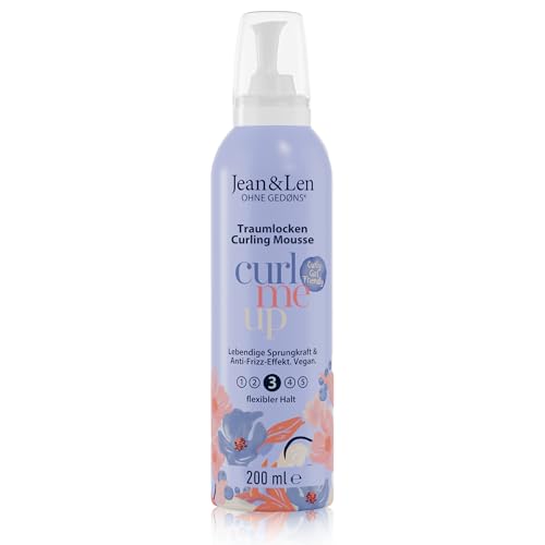 Jean & Len Curling Mousse, für definierte Locken mit Sprungkraft, bändigt Frizz, mit Vitamin E & Panthenol, geeignet für die Curly Girl Methode, ohne Parabene & Silikone, Lockenschaum vegan, 200 ml