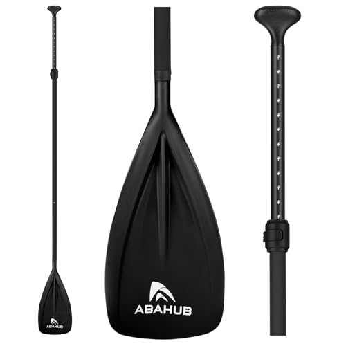 Abahub SUP Paddel 3teilig Stand Up Teleskoppaddel 173-213cm Aluminium mit PU Beschichtung für SUP Board Surfboard Bootfahren Kanusport, Kunststoff-Nylonblatt in Schwarz/Blau/Grün/Orange/Gelb/Türkis