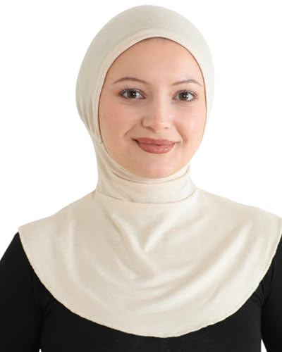 Prien Praktisch Hijab Für Damen, Sport Muslim Kopftuch, Flexible Schal, Chic Muslimische Kleid für Gym, Kopftücher Viskose Tuch (Beige)