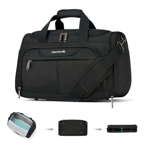 Hanke 23L Faltbare Reisetasche Handgepäck Sporttasche Klein Leichte wasserdichte Ryanair Handgepäck 40x30x20 Carry on Luggage Cabin Bag Gym Bag Travel Bag für Herren Damen, Schwarz