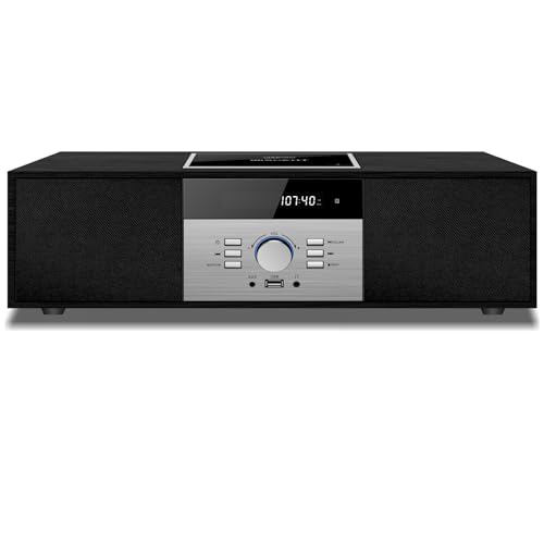 Kompaktanlagen Nostalgische Bluetooth-Stereoanlage für Zuhause, WISCENT Vintage Micro HiFi Systems CD-Player, mit Bluetooth Audio Streaming, FM Radio, USB-Anschluss, Aux-in, Kopfhöreranschluss