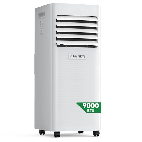 Klimaanlage Mobil 9000 BTU, LEENON Mobil Klimagerät 4 in 1 Kühlen Entfeuchten Ventilato& Schlafmodus, 2.6KW Mobile Klimaanlage mit Abluftschlauch, Fernbedienung/24h Time für Zuhause Bür bis zu 35 m²