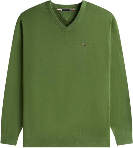 Tommy Hilfiger Herren Bt-Essential Cotton V Neck-B Mw0Mw43012 Pullover, Green (Mountain Pine), 4XL