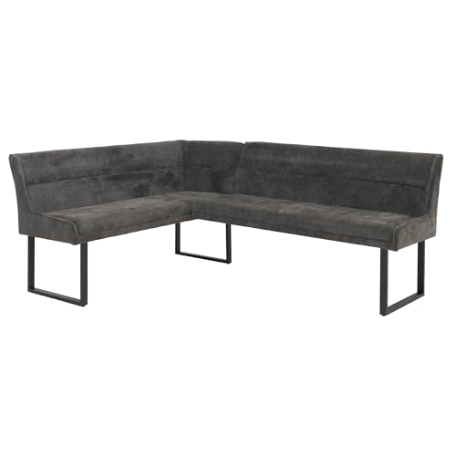 Mendler Eckbank HWC-O81, Chenille Metall, 159x210cm - dunkelgrau
