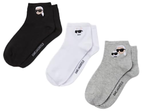 Karl Lagerfeld, Women'S, Ikon Short Socks (3 Pack), Black/White/Grey, 39-42