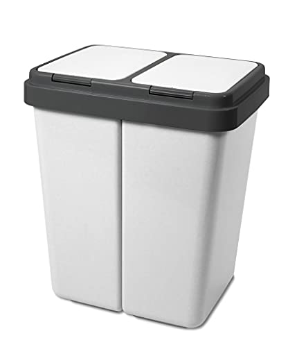 Alpfa Müllbehälter 2 x 30 Liter Duo Bin Grau Granit Made In Europe Inkl. 2 Ersatzfedern