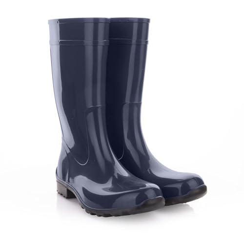 LEMIGO Damen Gummistiefel hohe Regenstiefel Ilse (37, dunkelblau)