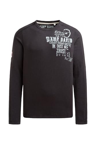 Camp David Herren Feinstrickpullover mit Label Prints Black, L